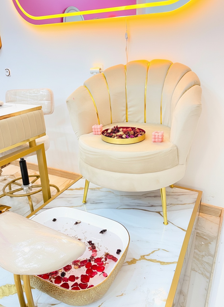 Fauteuil pédicure avec pétales de roses